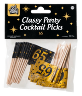 Cocktailprikkers 65 Jaar 6,5cm 50st